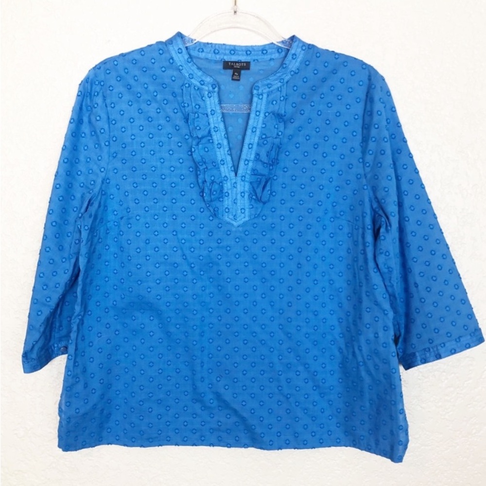 Talbots Clip Dot Ruffle Tunic S - Picture 7 of 12